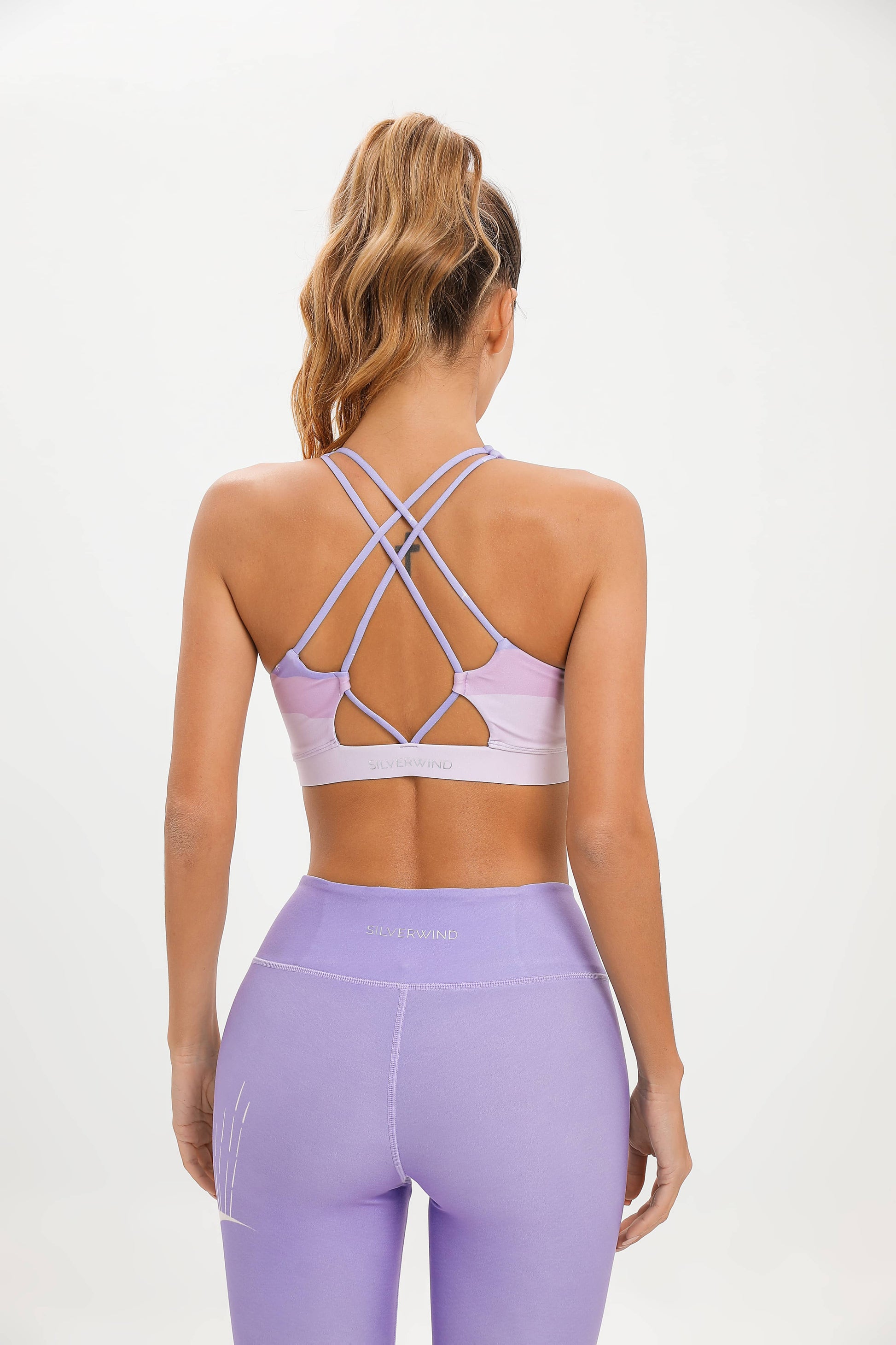 Cross-Strap Sports Bra in Violet color by Chandra Yoga & Active Wear