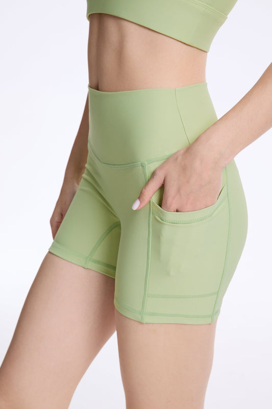 AirEase High - waisted Shorts with Pockets - Fresh Apple Green - MYSILVERWIND