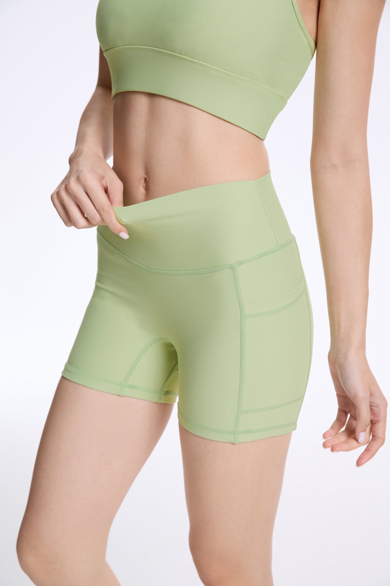 AirEase High - waisted Shorts with Pockets - Fresh Apple Green - MYSILVERWIND