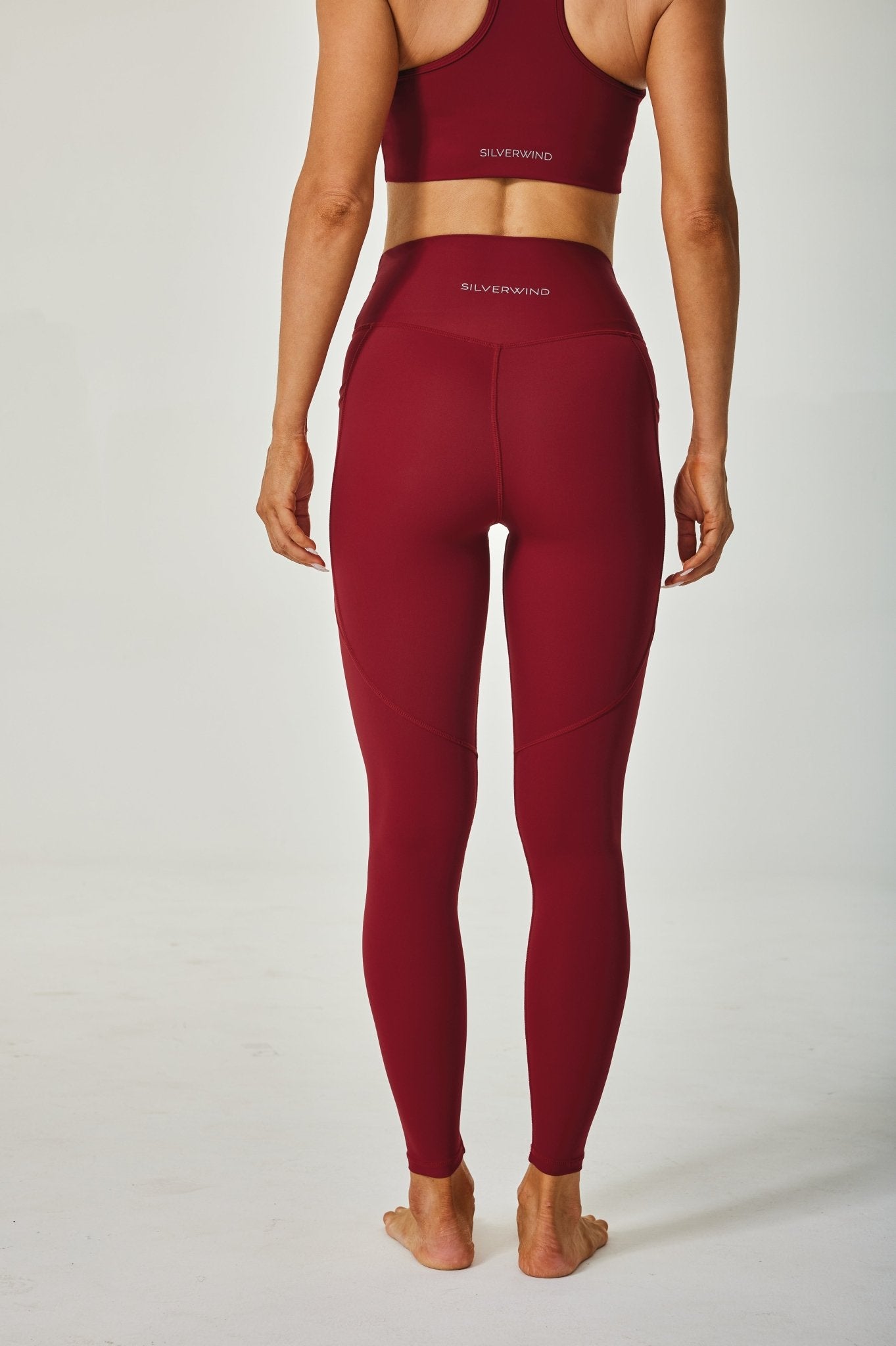 Airflow High - waisted Leggings - Dark Red - MYSILVERWIND