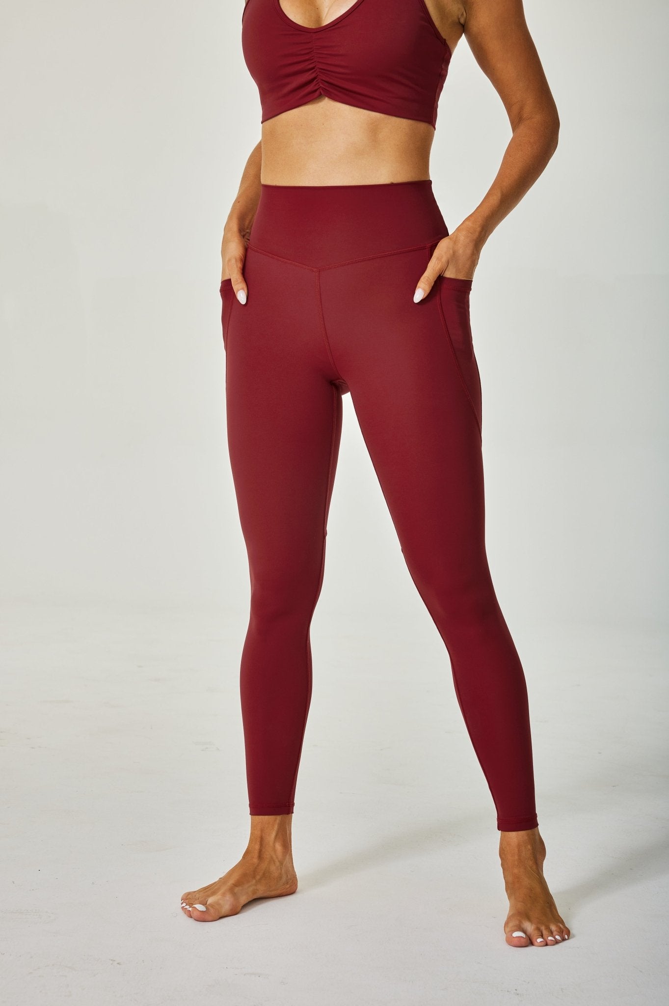 Airflow High - waisted Leggings - Dark Red - MYSILVERWIND