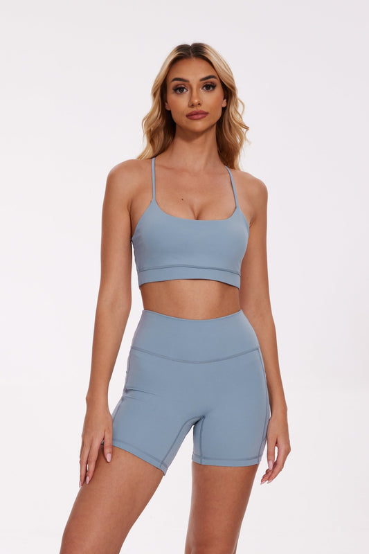 Breeze Halter Sports Bra - Ice Blue - MYSILVERWIND