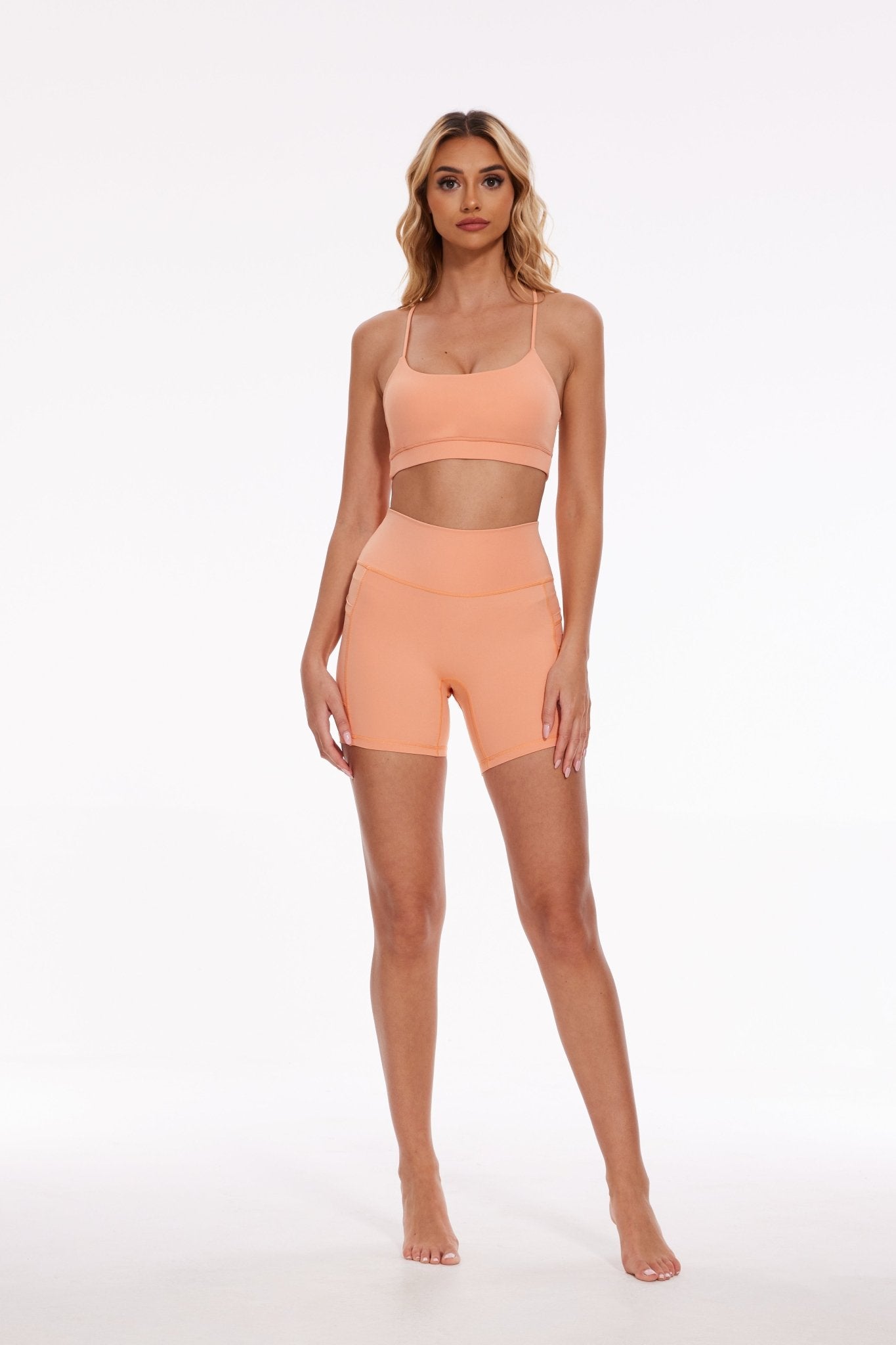 Breeze Halter Sports Bra - Peach Fuzz - MYSILVERWIND