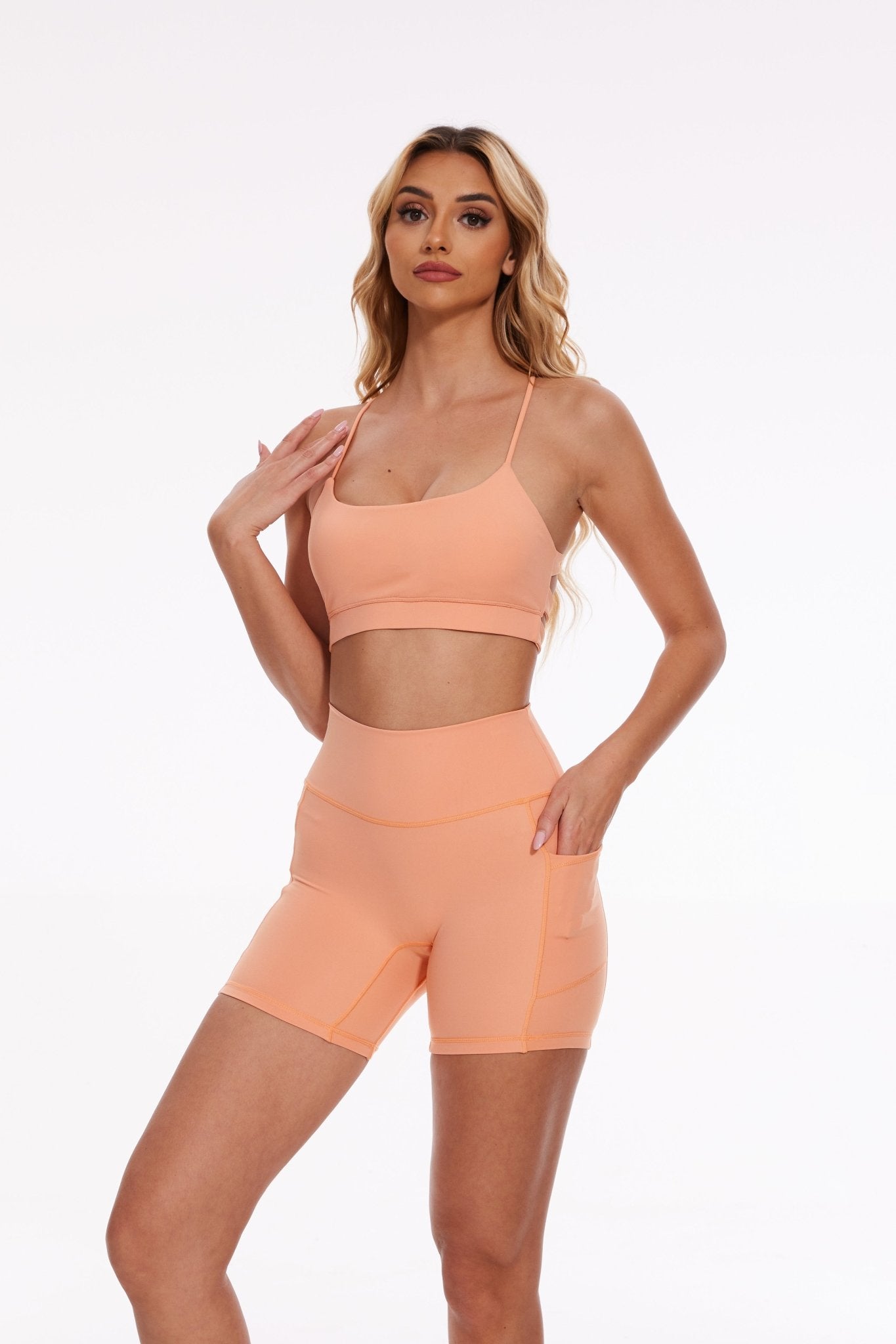 Breeze Halter Sports Bra - Peach Fuzz - MYSILVERWIND