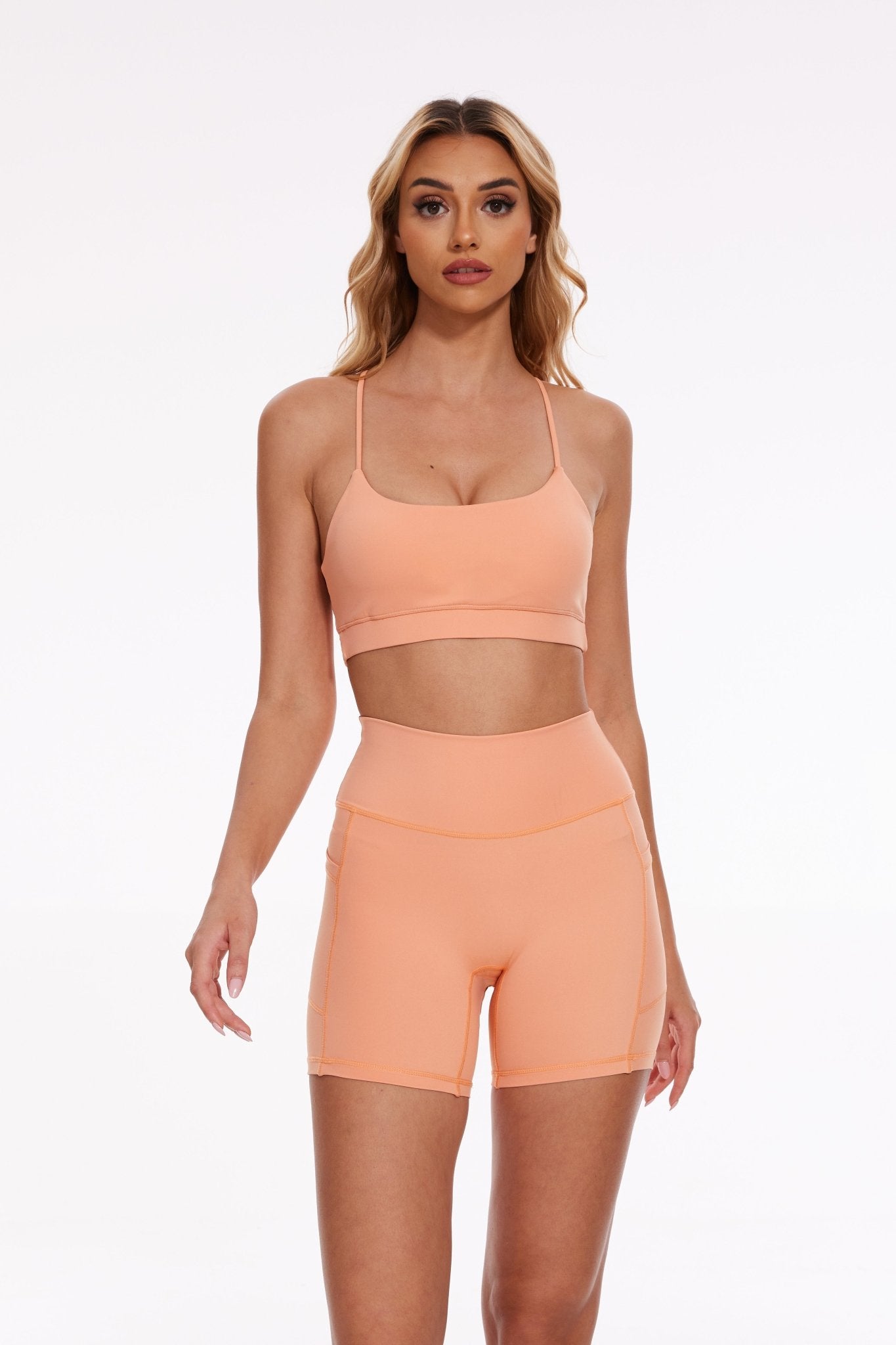 Breeze Halter Sports Bra - Peach Fuzz - MYSILVERWIND