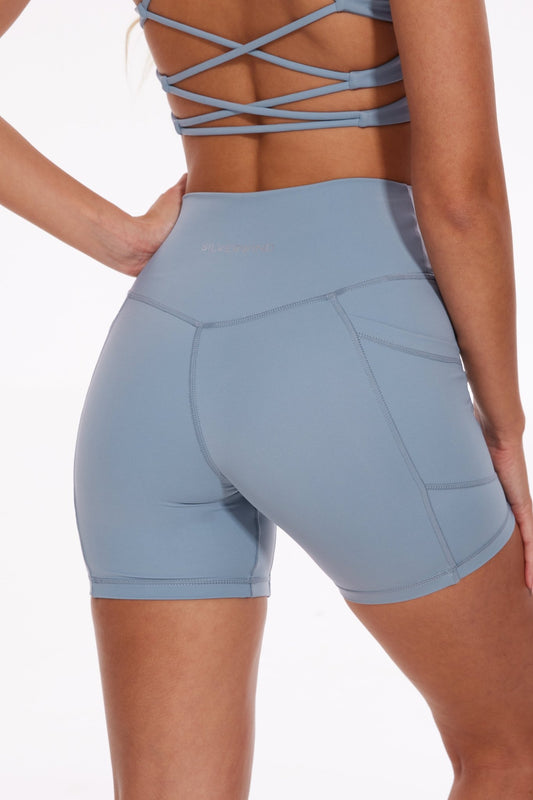 Breeze High - waisted Pocket Biker Shorts - Ice Blue - MYSILVERWIND