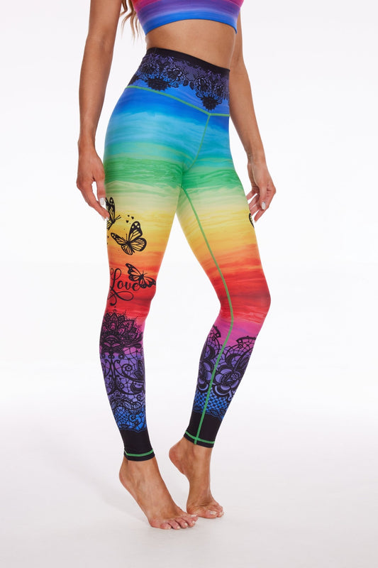 Colorful Horizon Lace High - waisted Leggings - MYSILVERWIND