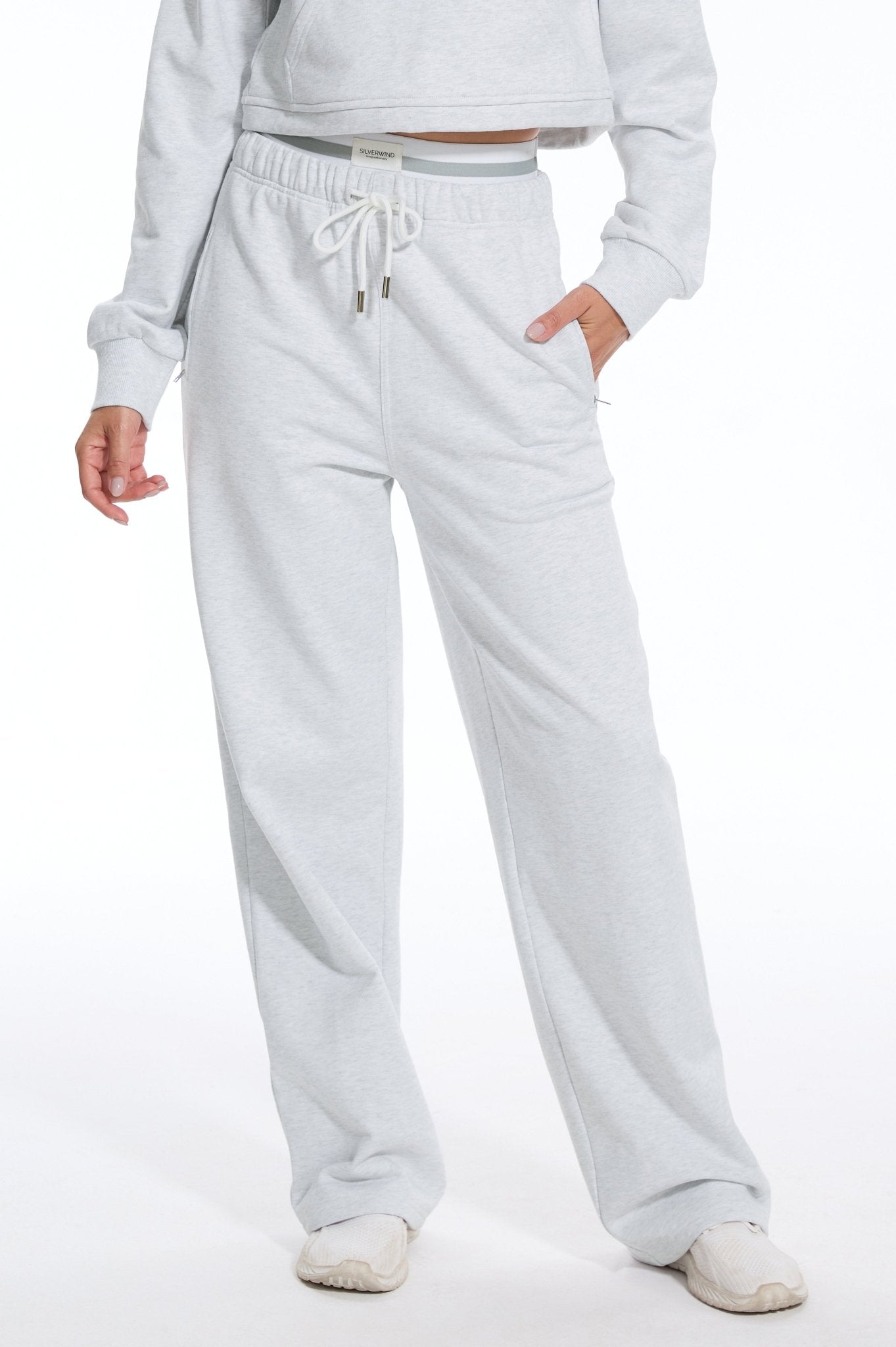 Cozy Double Wasited Joggers SweatPants - Light Grey - MYSILVERWIND