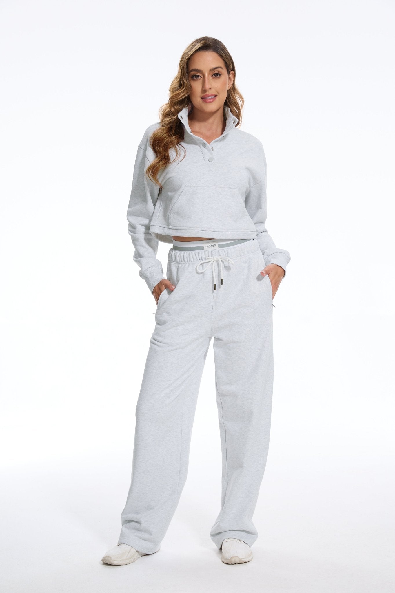 Cozy Double Wasited Joggers SweatPants - Light Grey - MYSILVERWIND