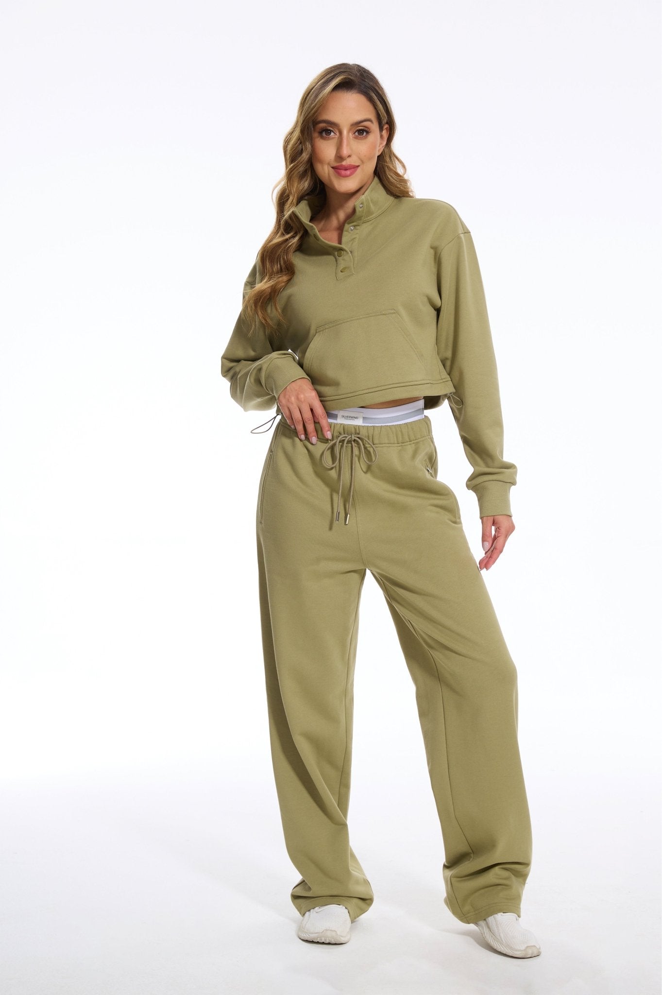 Cozy Double Wasited Joggers SweatPants - Moss Green - MYSILVERWIND