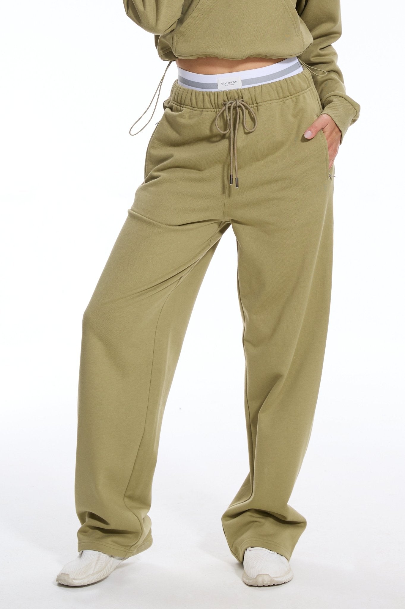 Cozy Double Wasited Joggers SweatPants - Moss Green - MYSILVERWIND