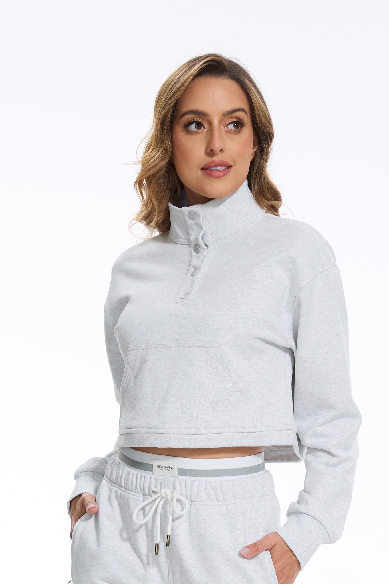 Cozy Fleece Cropped Hoodie - Light Grey - MYSILVERWIND