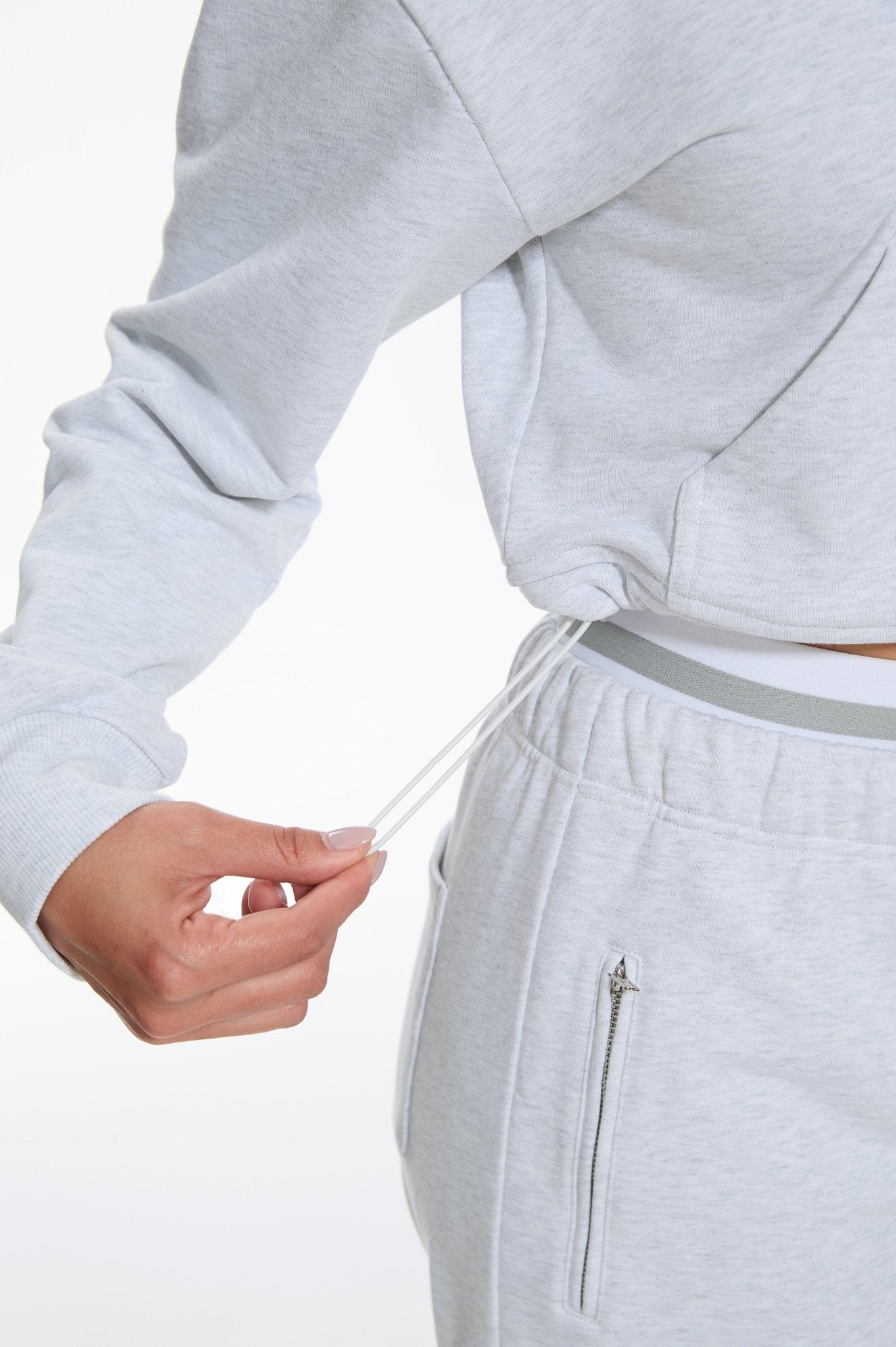 Cozy Fleece Cropped Hoodie - Light Grey - MYSILVERWIND