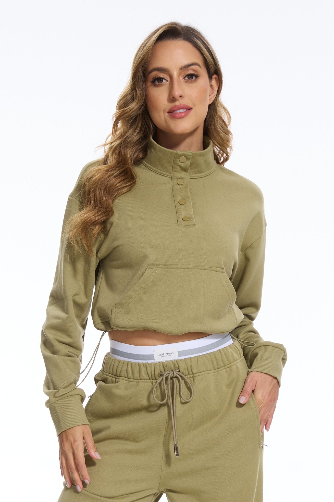 Cozy Fleece Cropped Hoodie - Moss Green - MYSILVERWIND