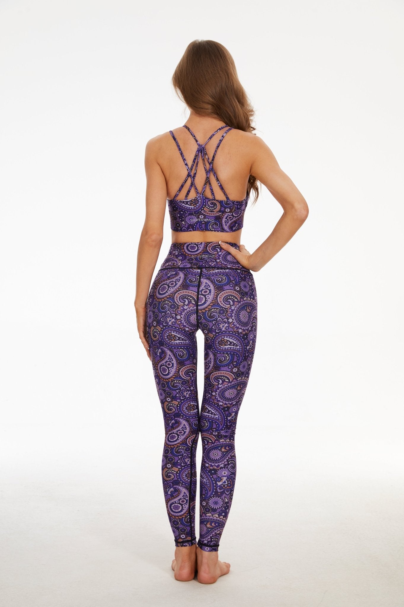 Dark Purple Paisleys High - waisted Leggings - MYSILVERWIND