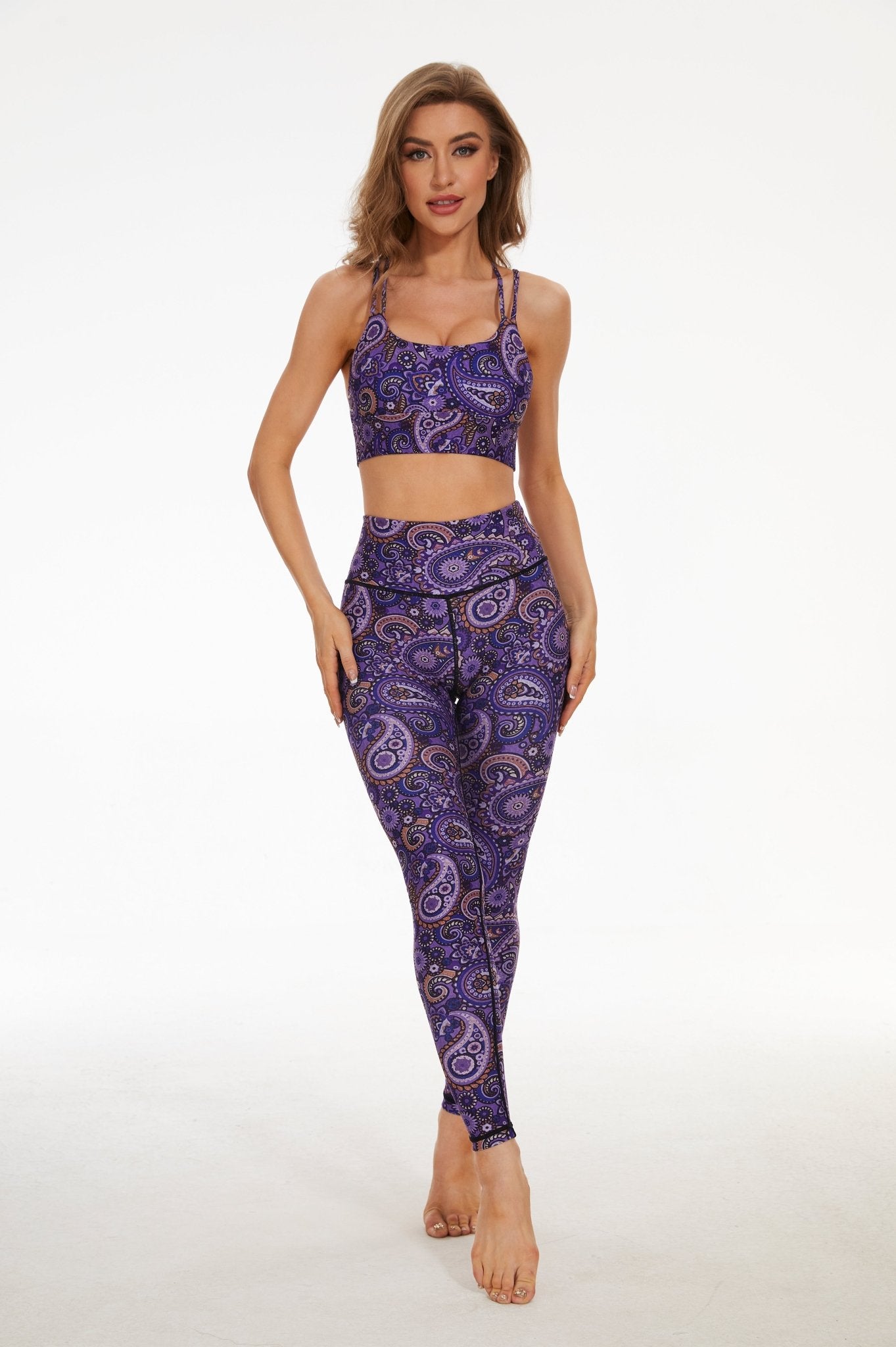 Dark Purple Paisleys High - waisted Leggings - MYSILVERWIND