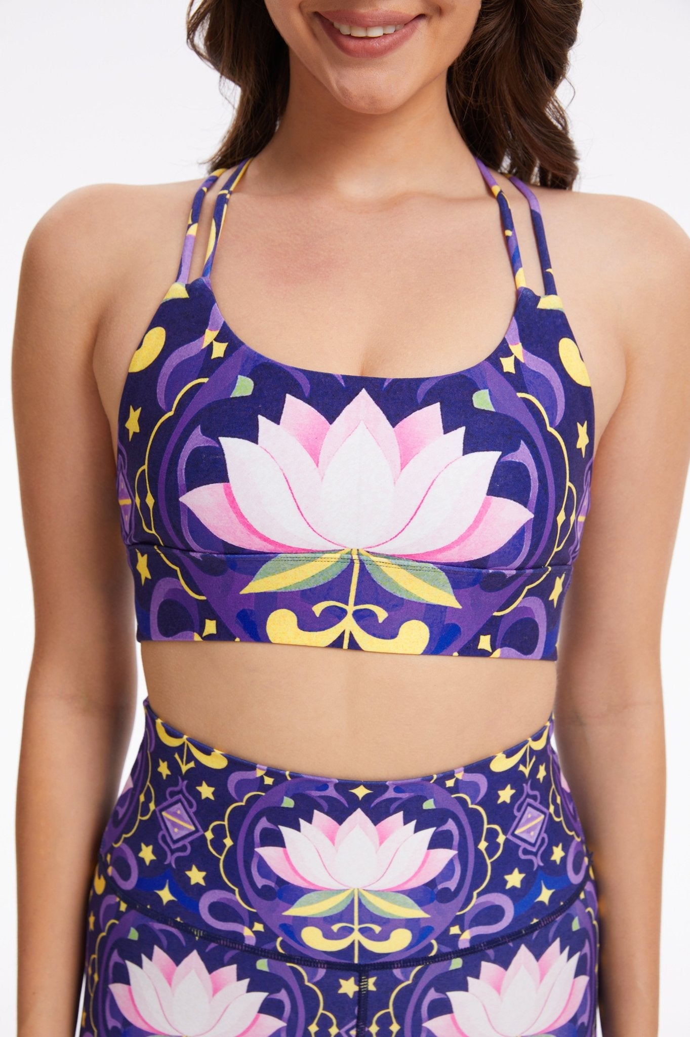 Divine Lotus Strappy Sports Bra - MYSILVERWIND