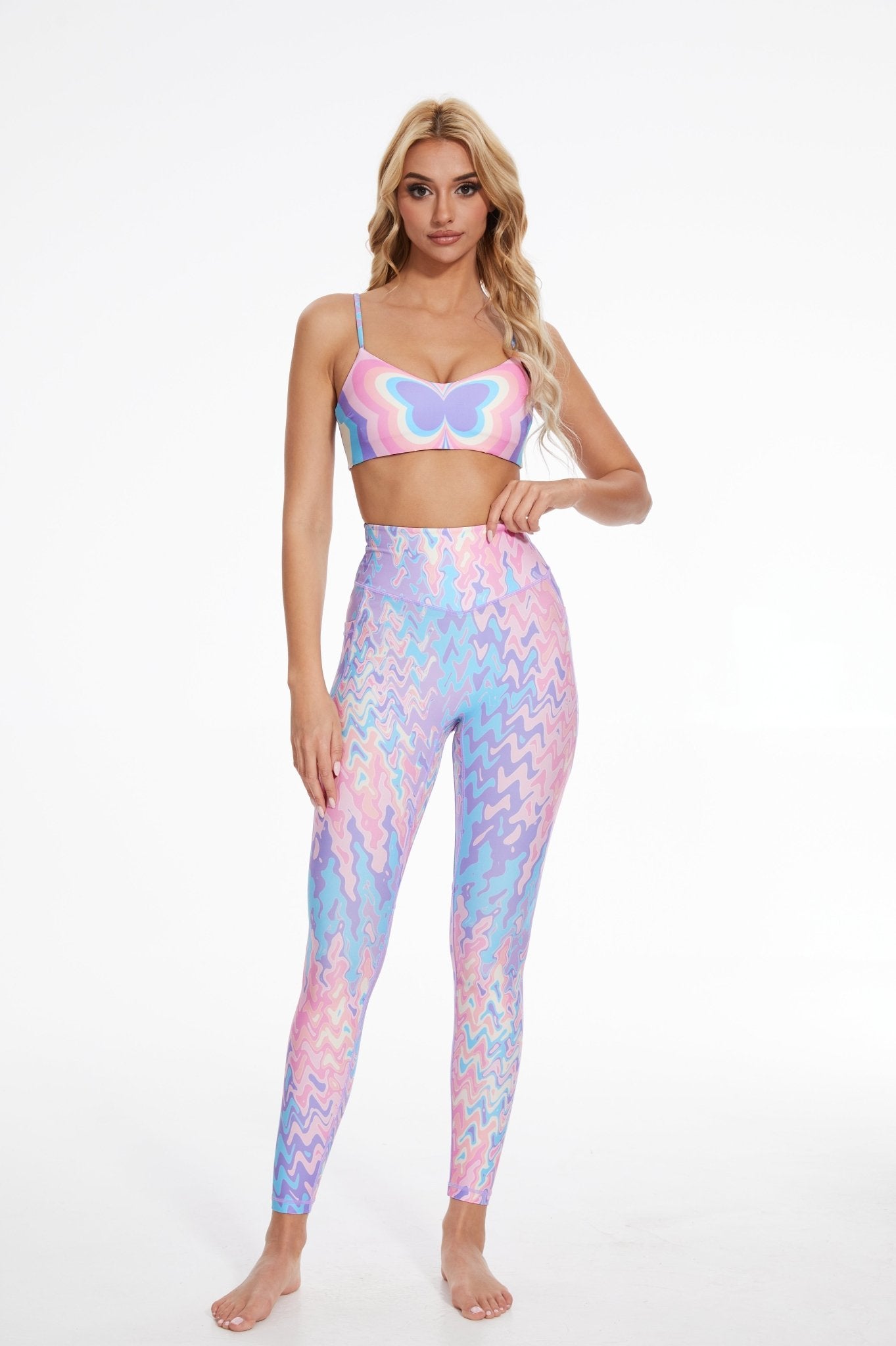 Dopamine Butterfly High - Waisted Pocket Leggings - MYSILVERWIND