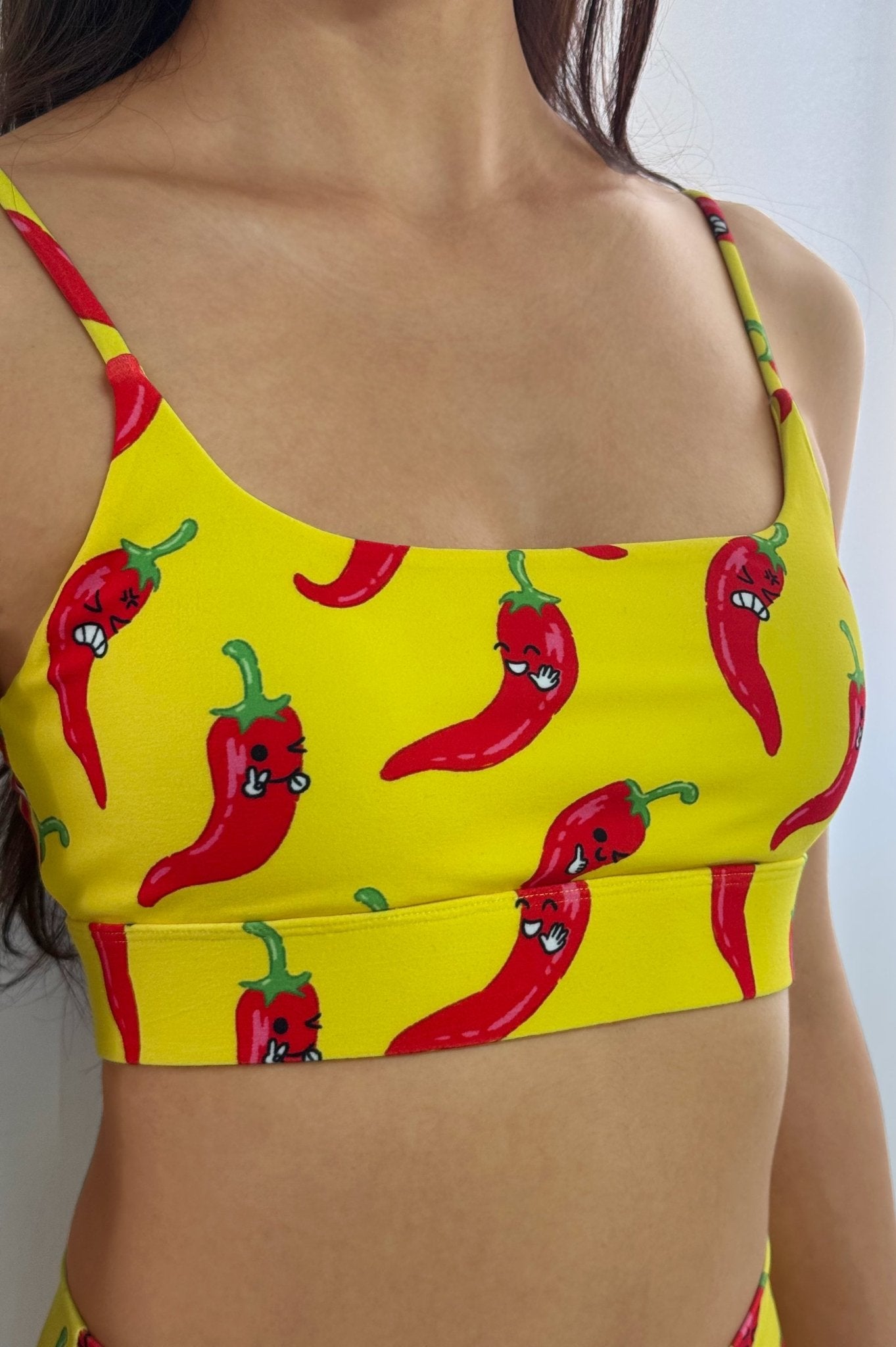 Fun Chilli Square Neck Sports Bra - MYSILVERWIND