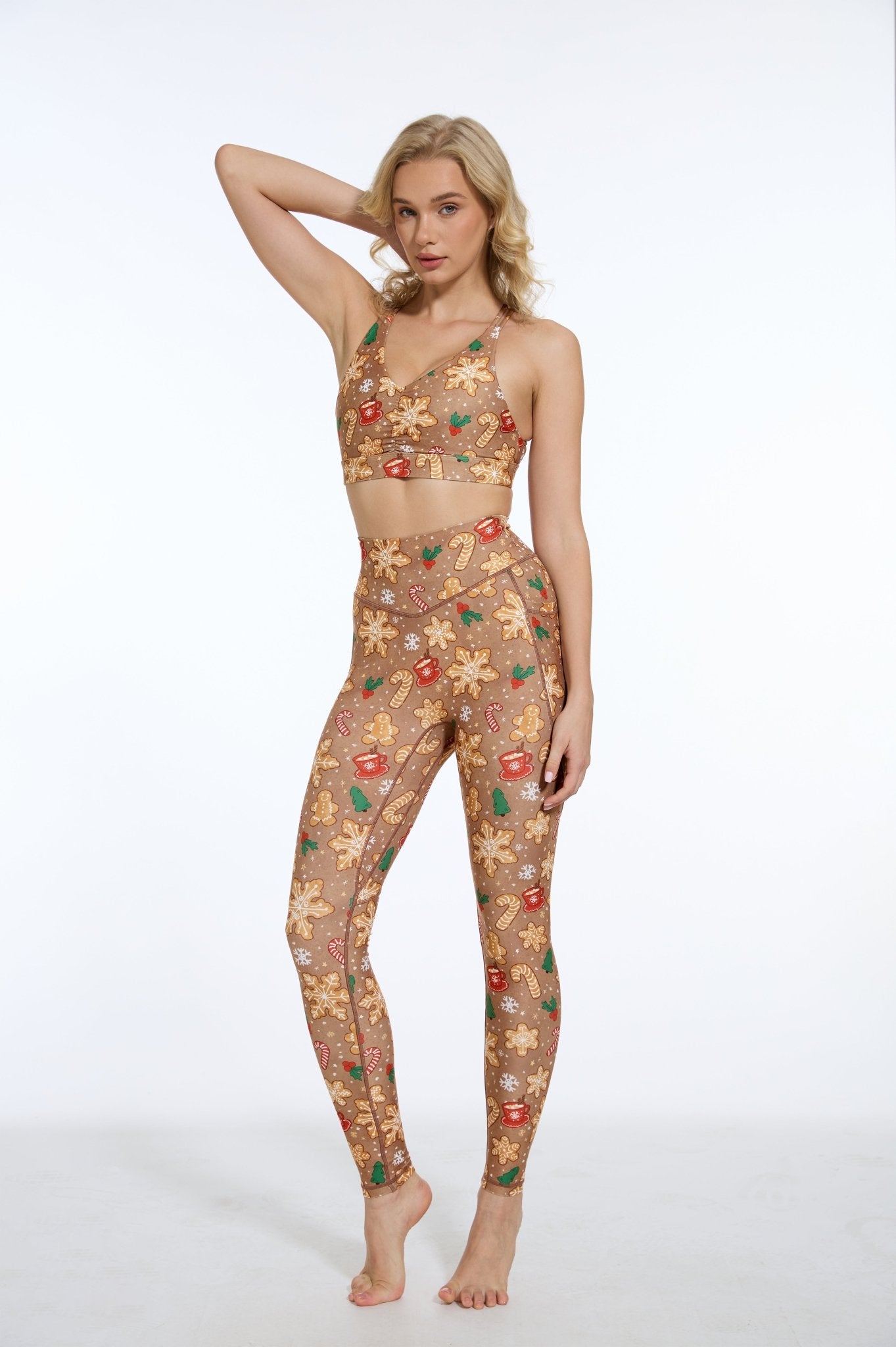 Happy Gingerbread Man High - waisted Leggings with Pockets - MYSILVERWIND