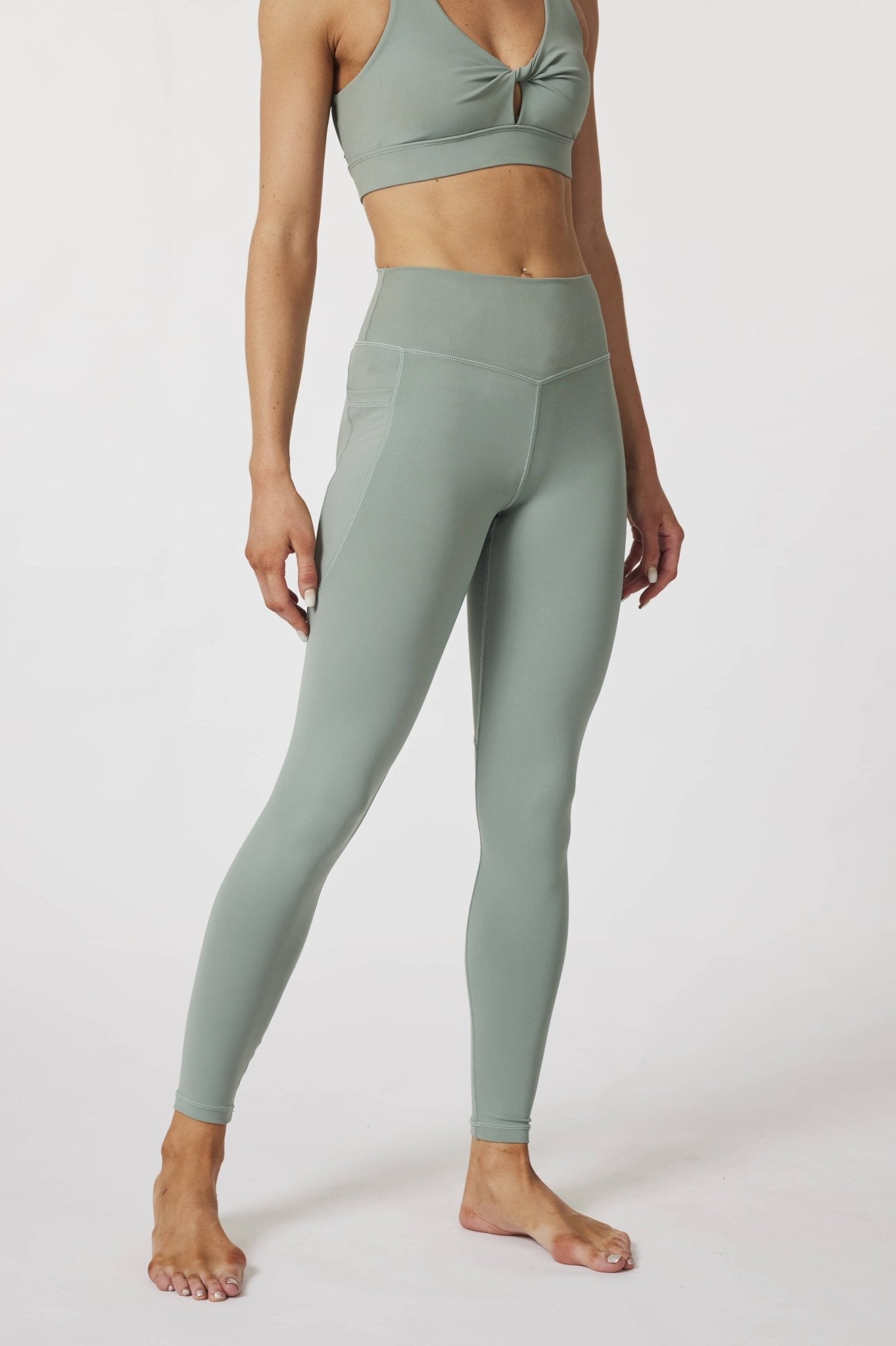 HeyCloud High - waisted Pocket Leggings - Sage Green - MYSILVERWIND