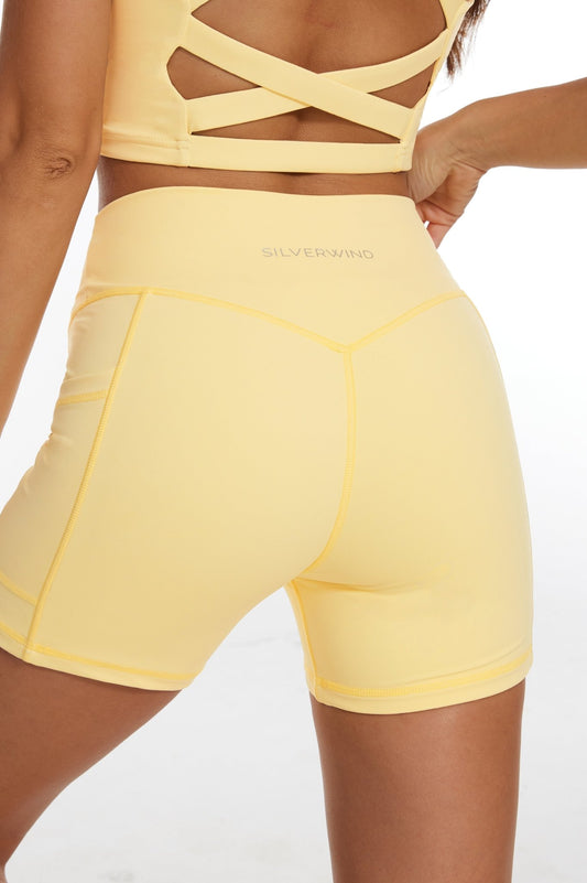 LuxeCool High - waisted Shorts - Cream Yellow - MYSILVERWIND