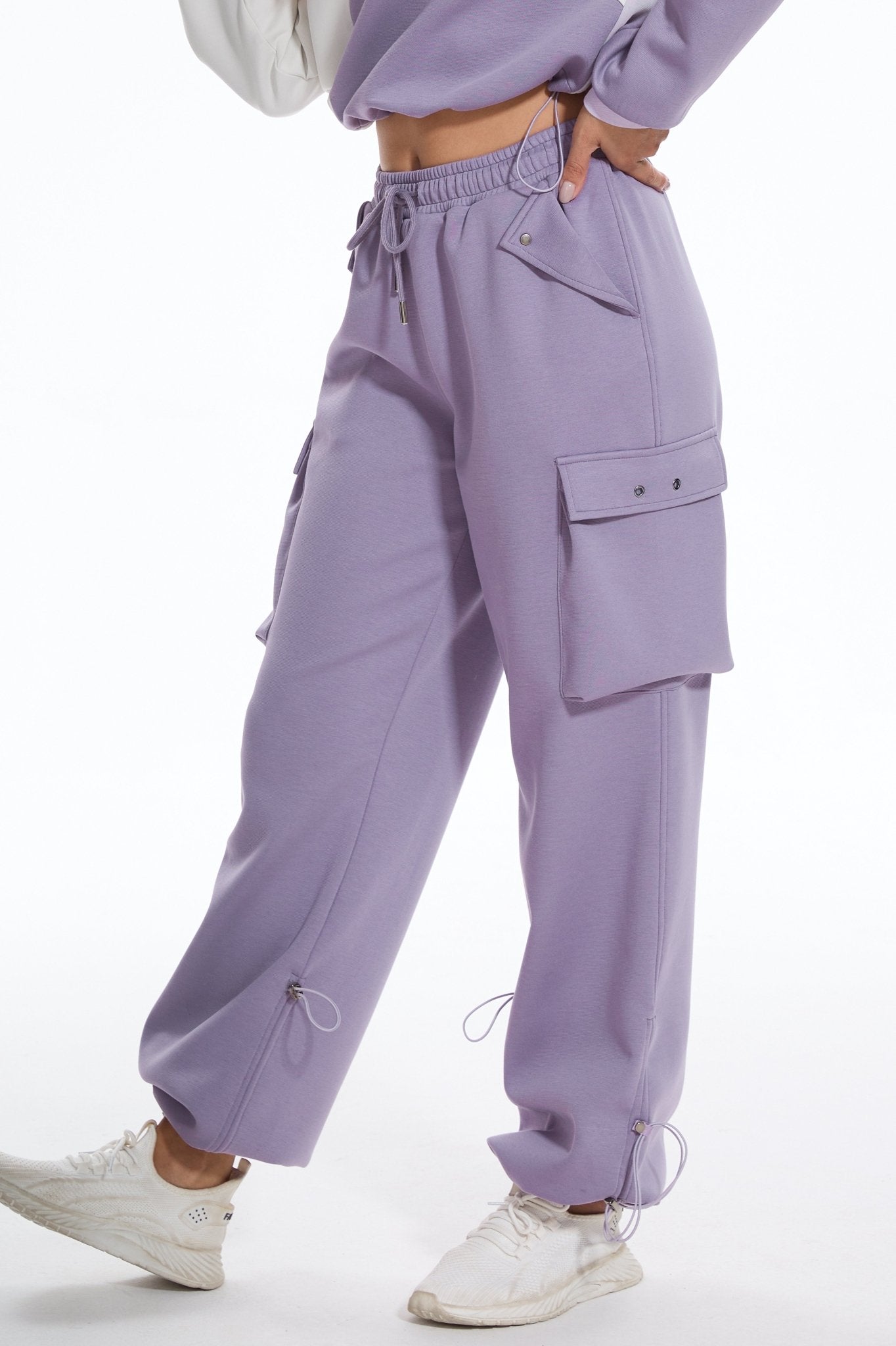 Make Wave High Waisted Sweatpants Casual Baggy Joggers - Purple - MYSILVERWIND