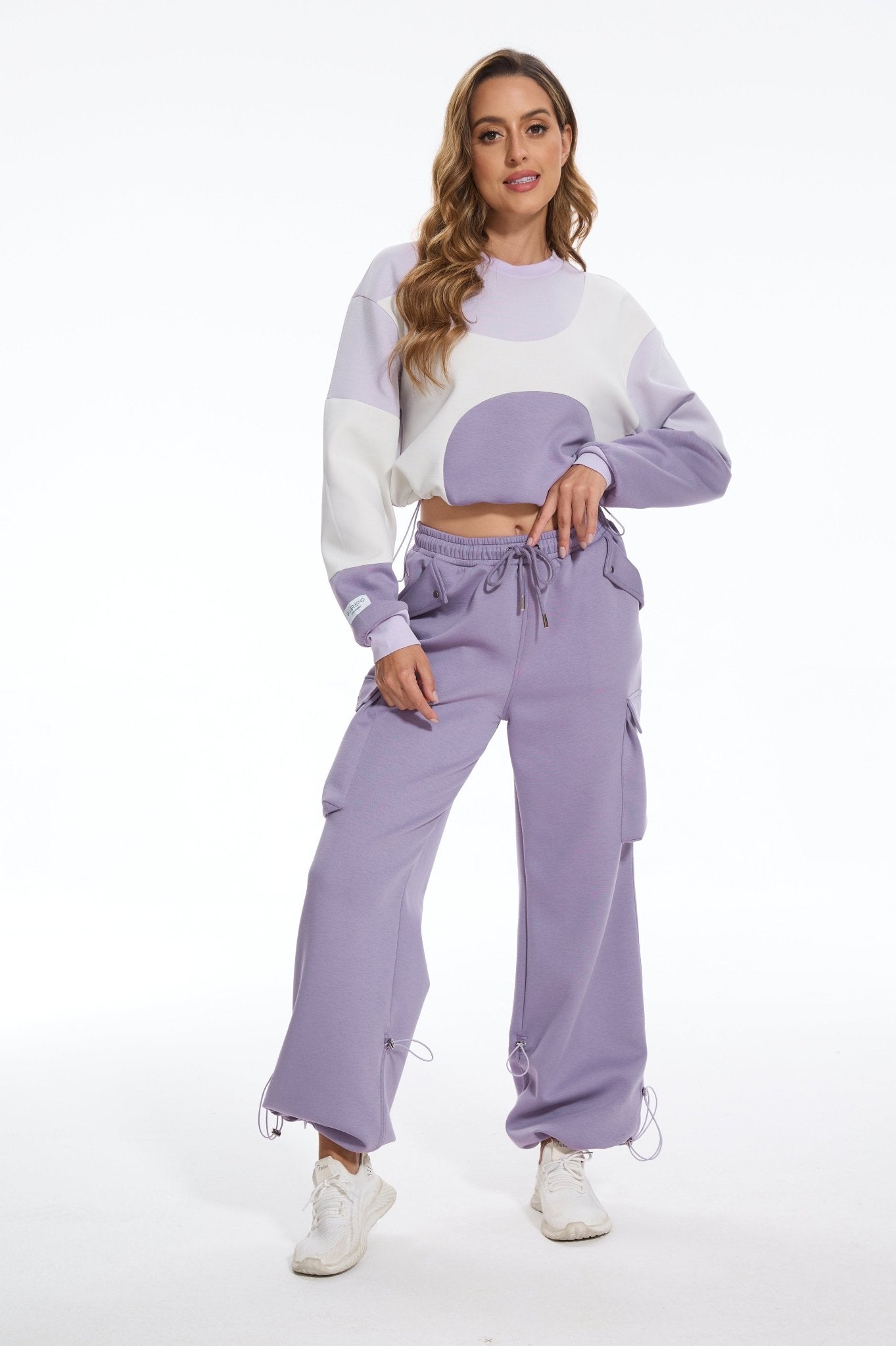 Make Wave High Waisted Sweatpants Casual Baggy Joggers - Purple - MYSILVERWIND