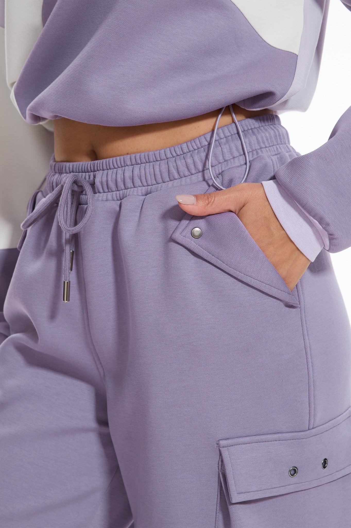 Make Wave High Waisted Sweatpants Casual Baggy Joggers - Purple - MYSILVERWIND