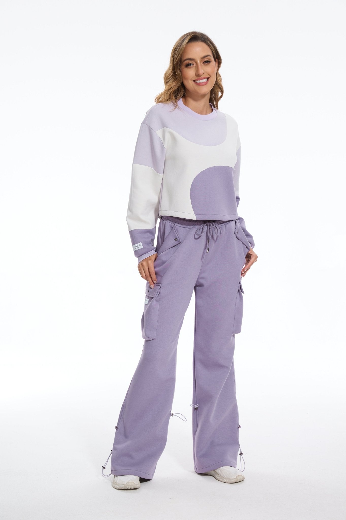 Make Wave High Waisted Sweatpants Casual Baggy Joggers - Purple - MYSILVERWIND