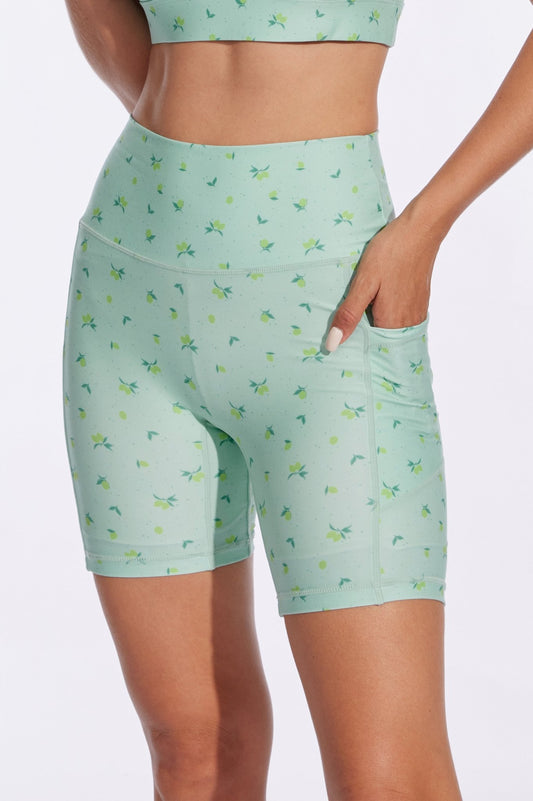 Mint Green Lemon High - waisted Shorts - MYSILVERWIND