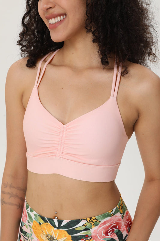 Pink Rose Weave Back Sports Bra - MYSILVERWIND