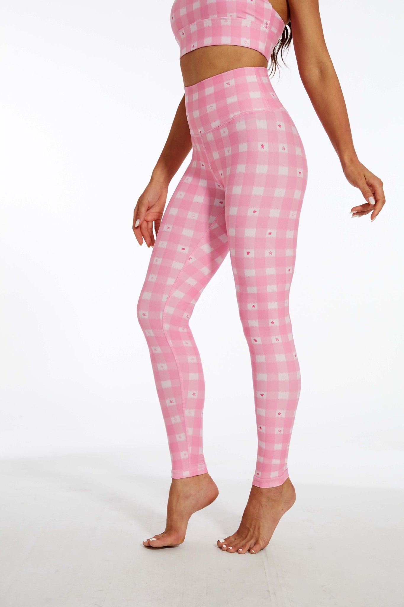 Pink Stars High - waisted Leggings - MYSILVERWIND