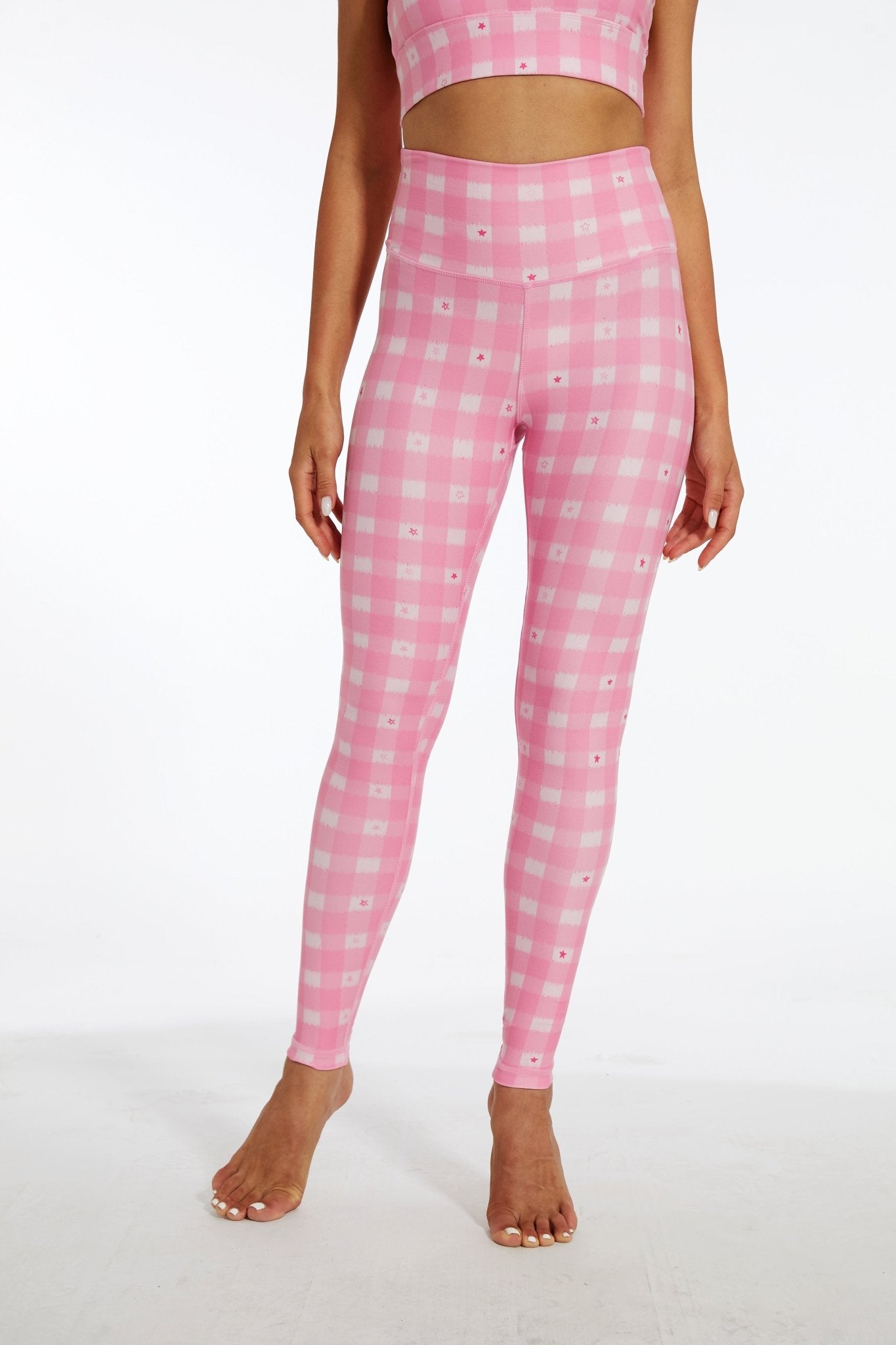 Pink Stars High - waisted Leggings - MYSILVERWIND