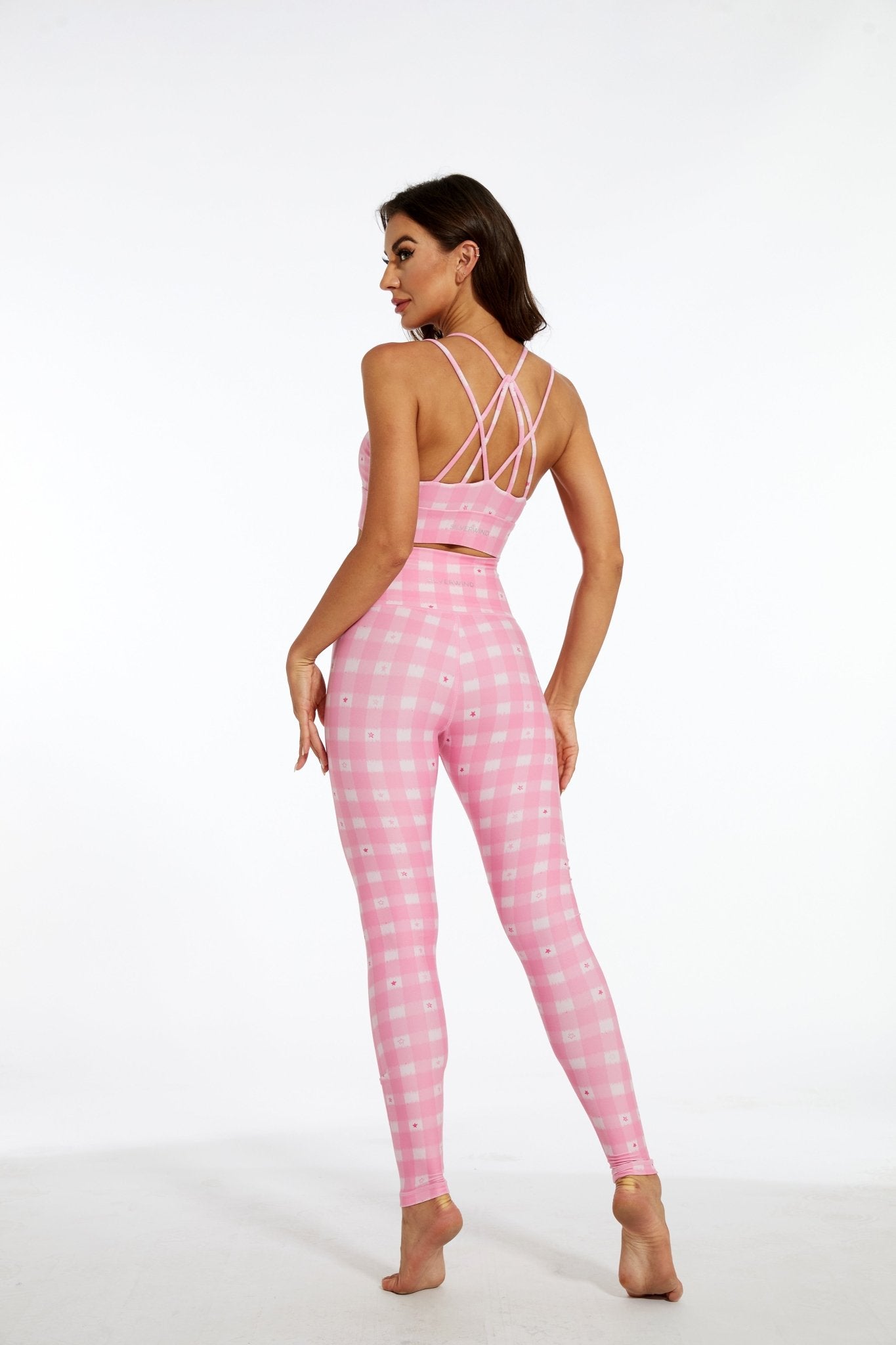 Pink Stars High - waisted Leggings - MYSILVERWIND