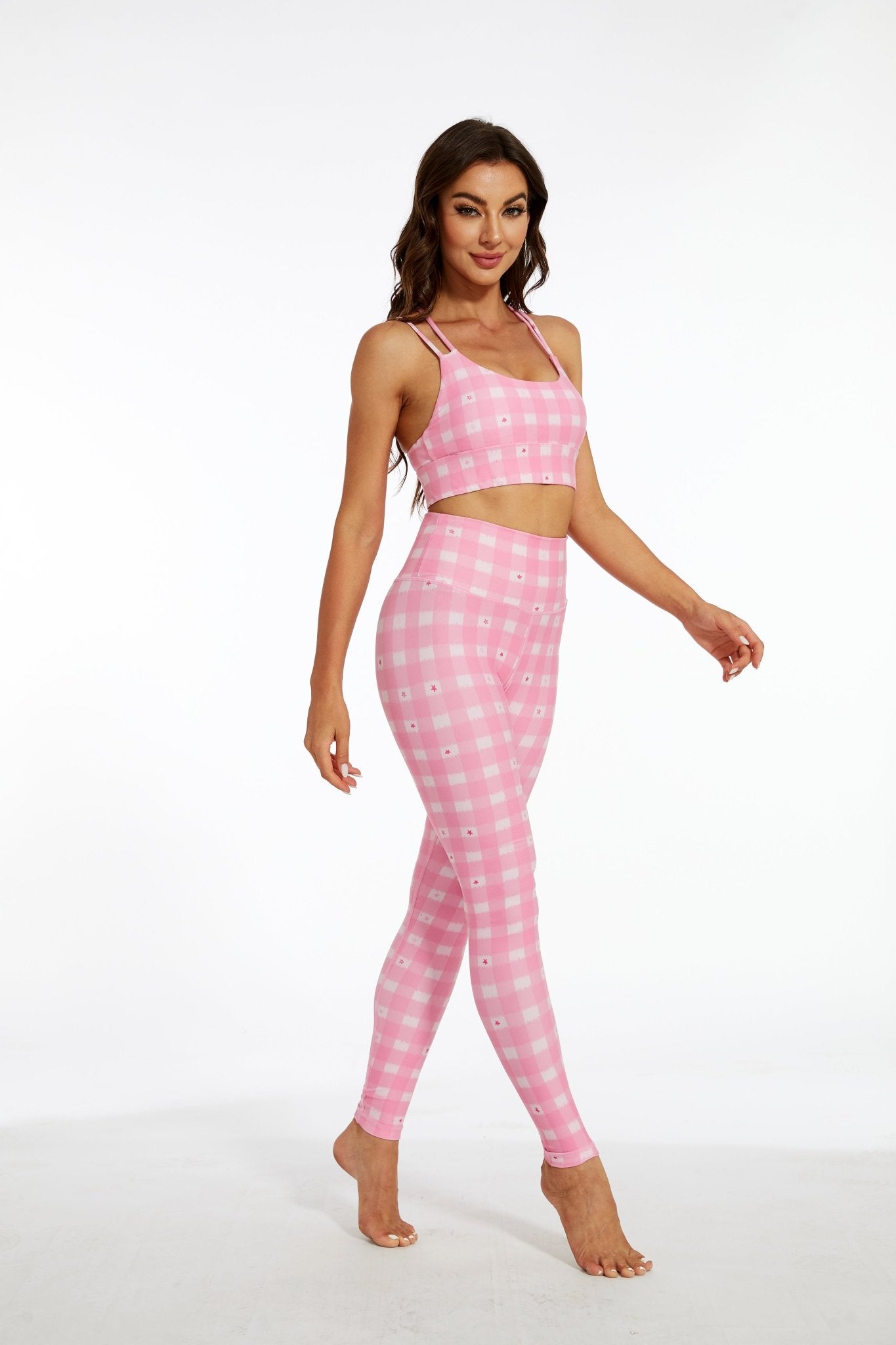 Pink Stars High - waisted Leggings - MYSILVERWIND