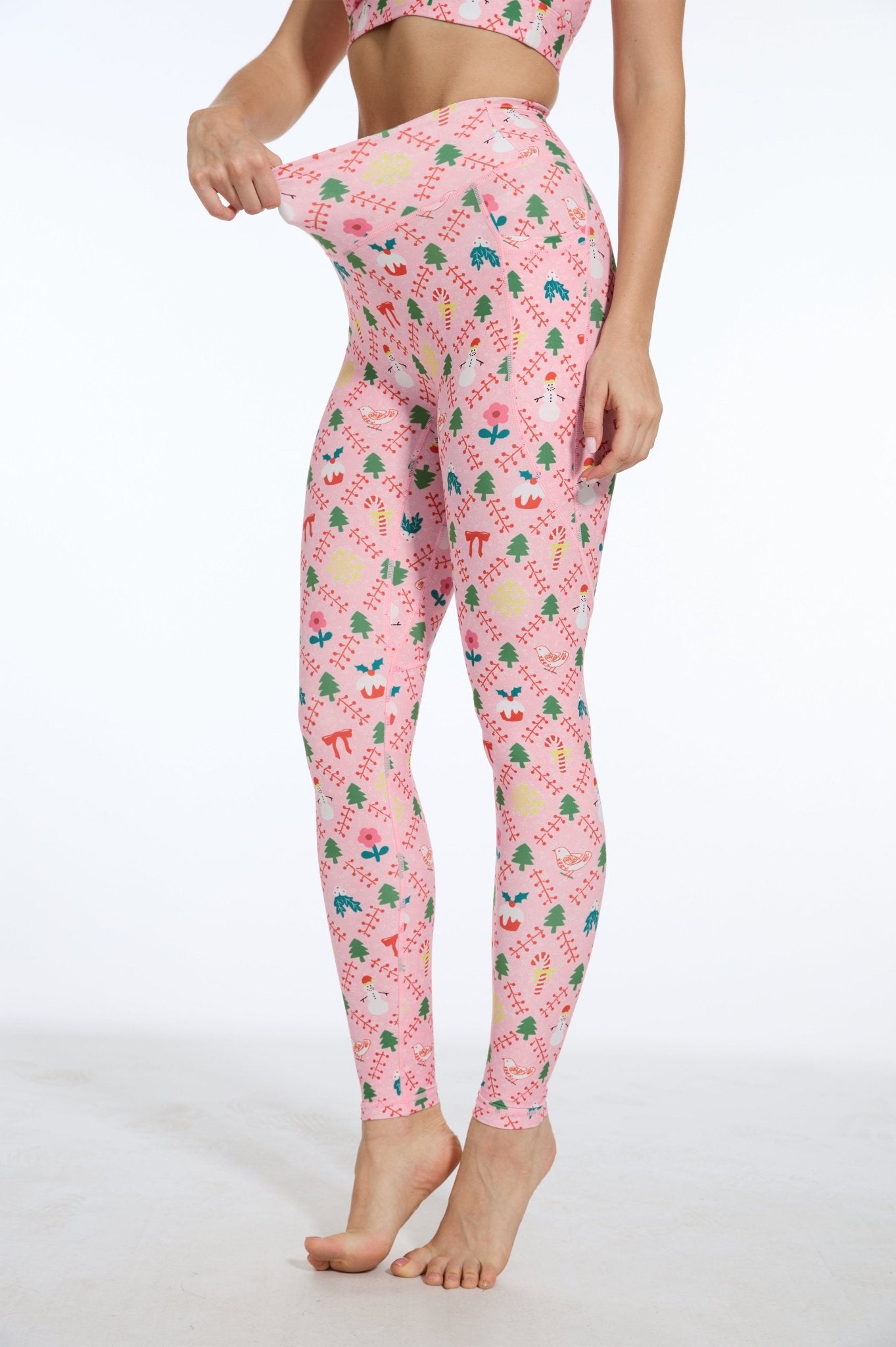 Pinky Cheer High - waisted Leggings with Pockets - MYSILVERWIND