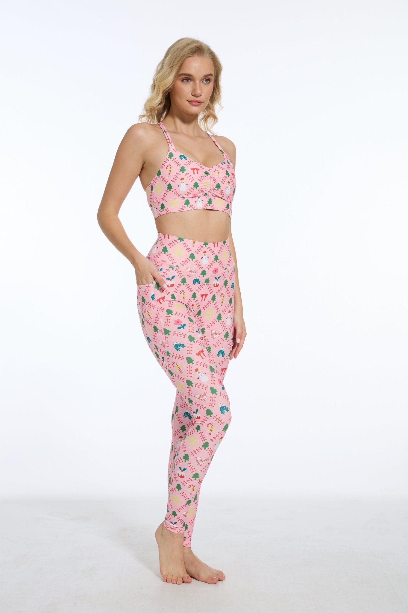 Pinky Cheer High - waisted Leggings with Pockets - MYSILVERWIND