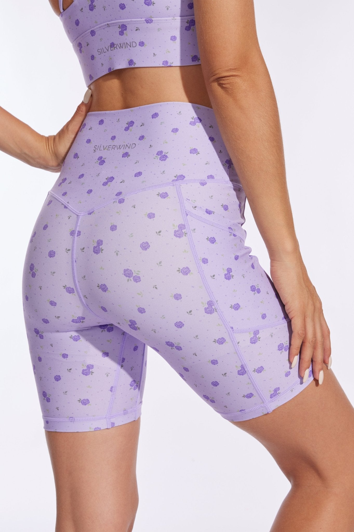 Romantic Purple Rose High - waisted Shorts - MYSILVERWIND