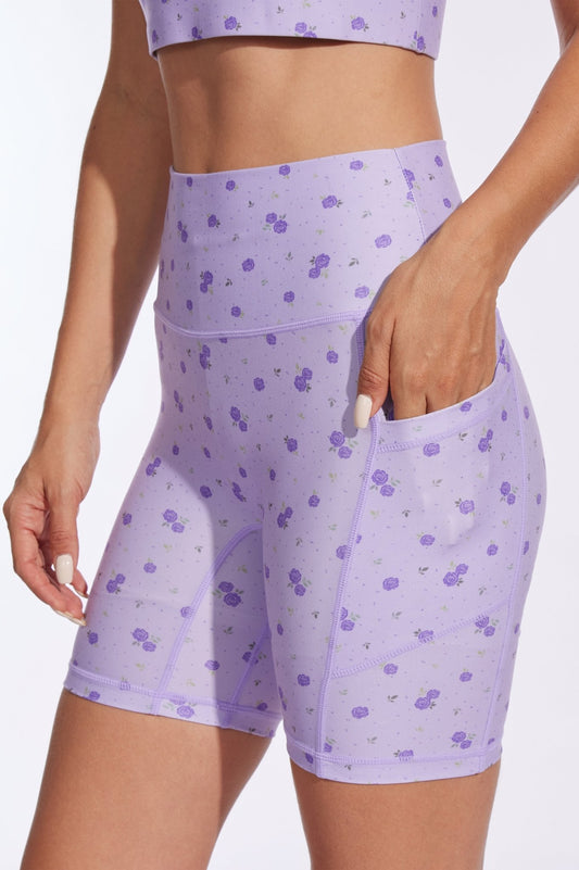 Romantic Purple Rose High - waisted Shorts - MYSILVERWIND