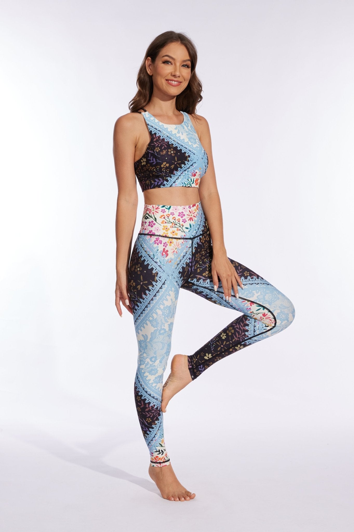 Serene Floral Patchwork High - waisted Leggings - MYSILVERWIND