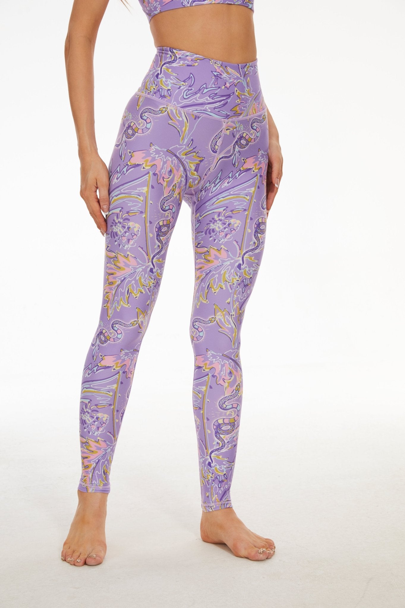 Serpent High - waisted Leggings - Light Purple - MYSILVERWIND