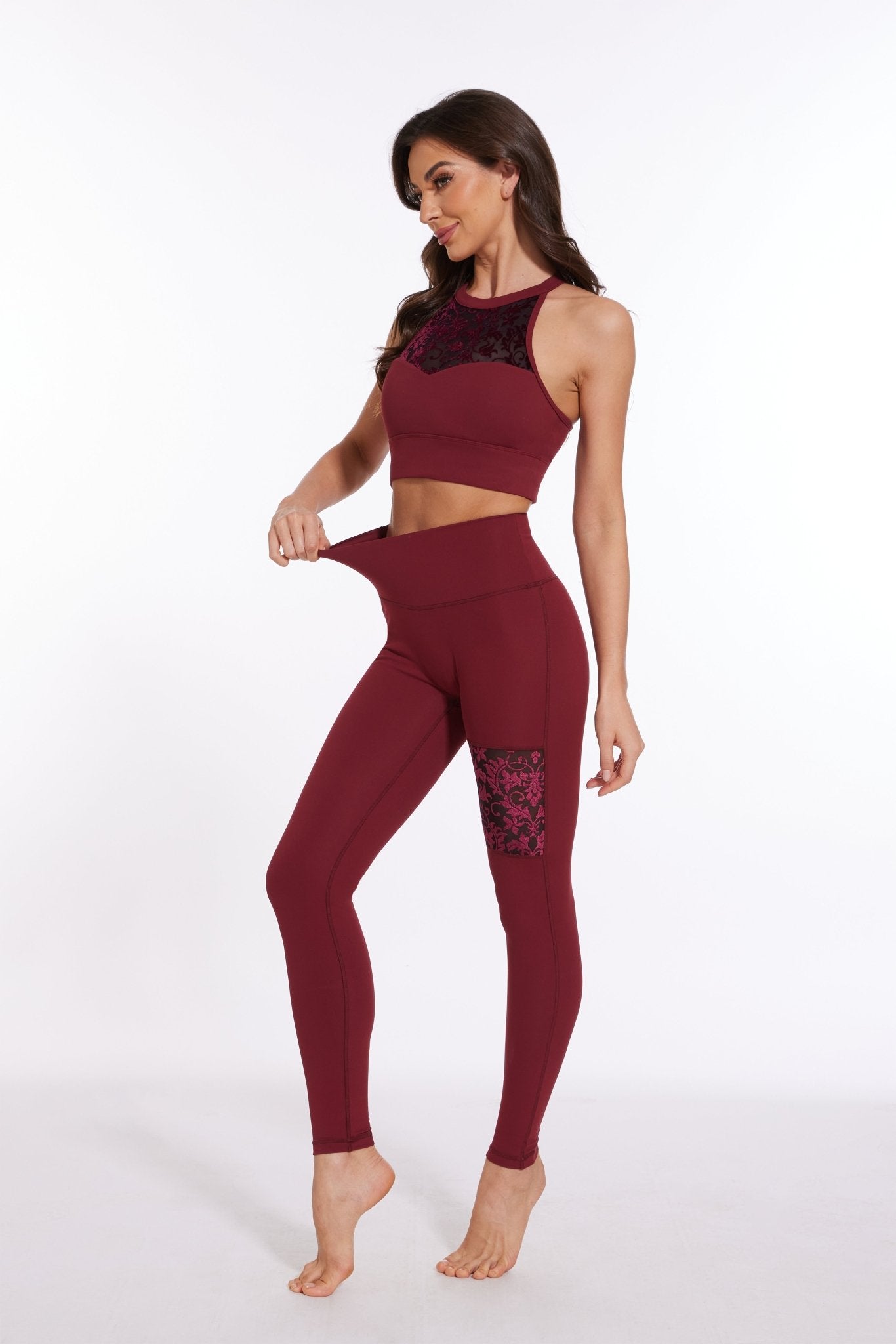 Sexy Flora High - waisted Leggings - Angora Red - MYSILVERWIND