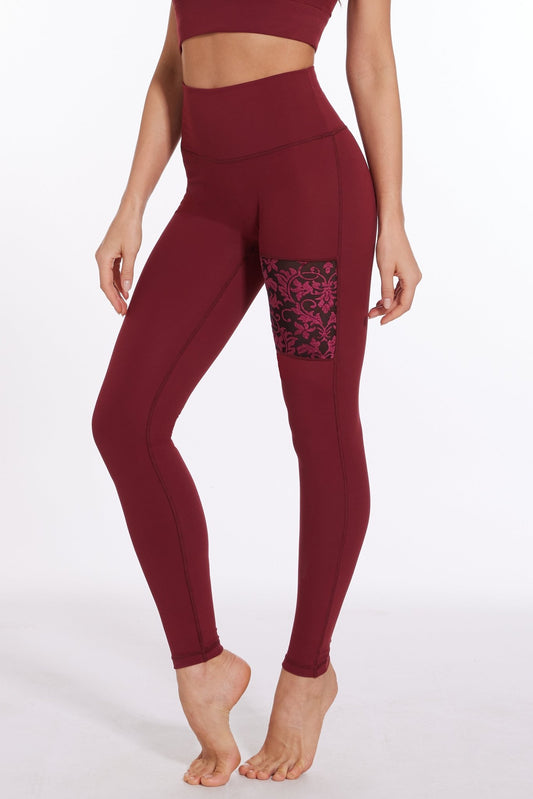 Sexy Flora High - waisted Leggings - Angora Red - MYSILVERWIND