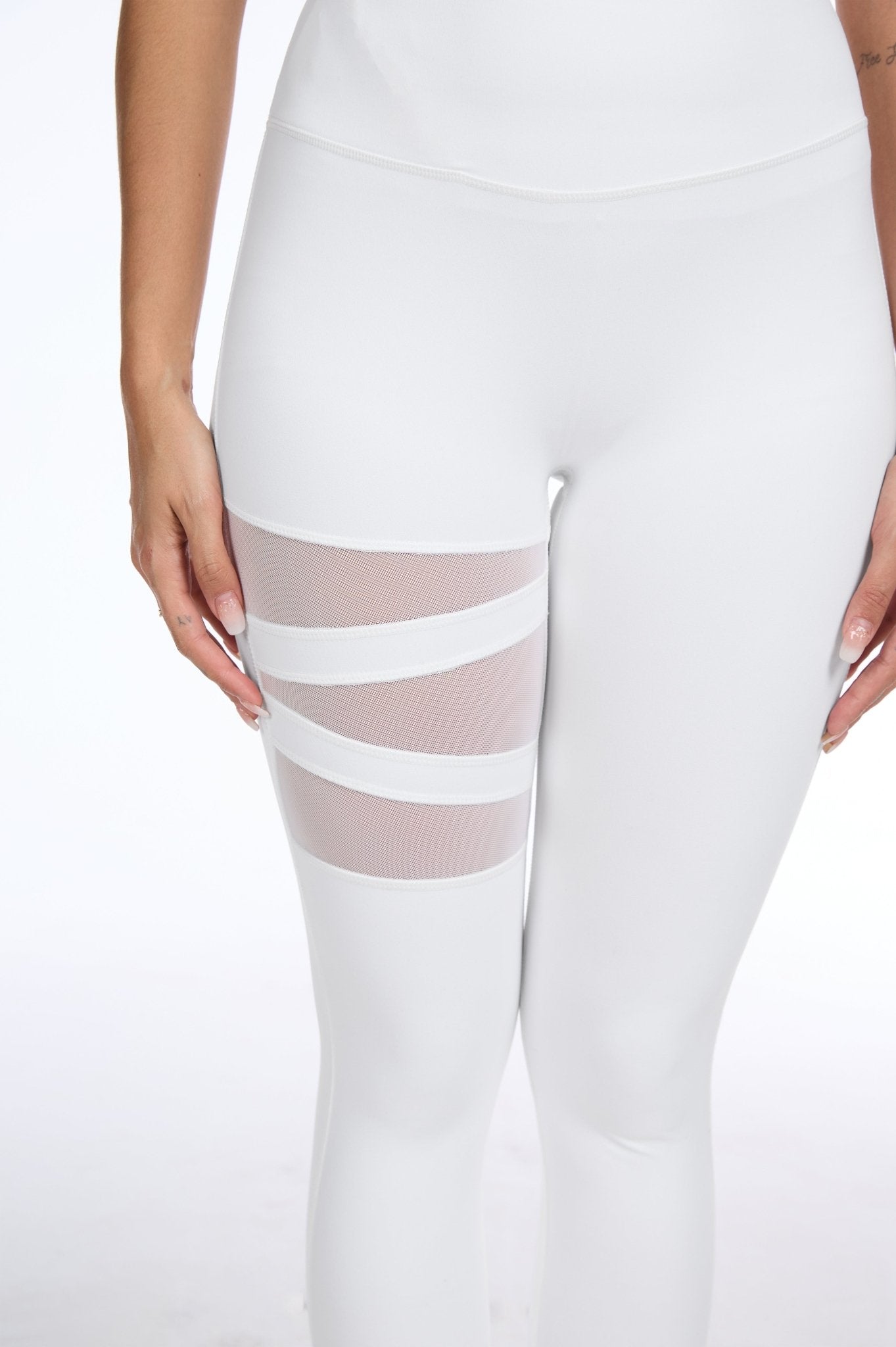 Sexy Flora High - waisted Leggings - Pearl White - MYSILVERWIND