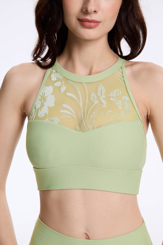 Sexy Flora Mesh Bra - Fresh Apple Green - MYSILVERWIND