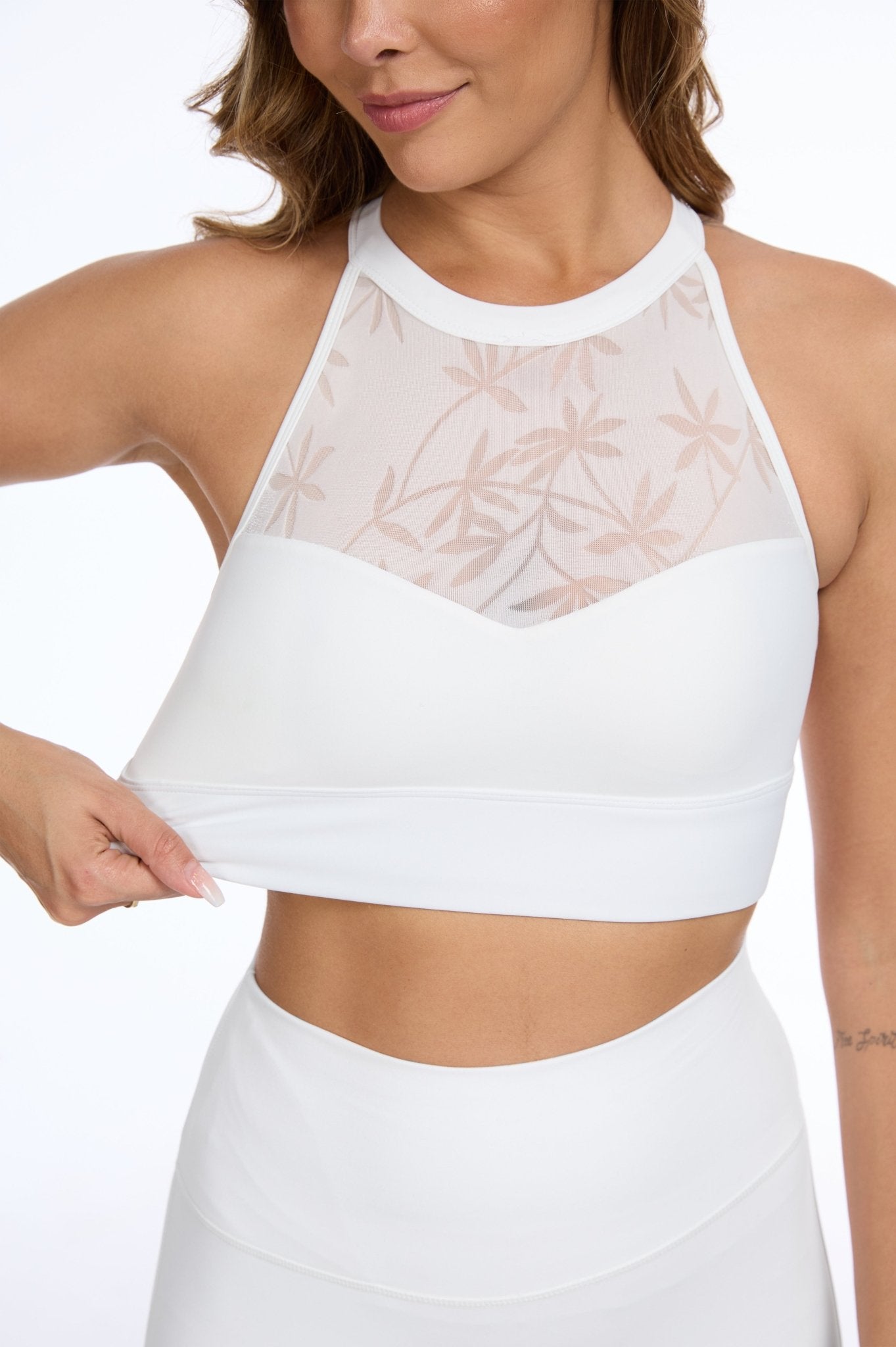 Sexy Flora Mesh Bra - Pearl White - MYSILVERWIND