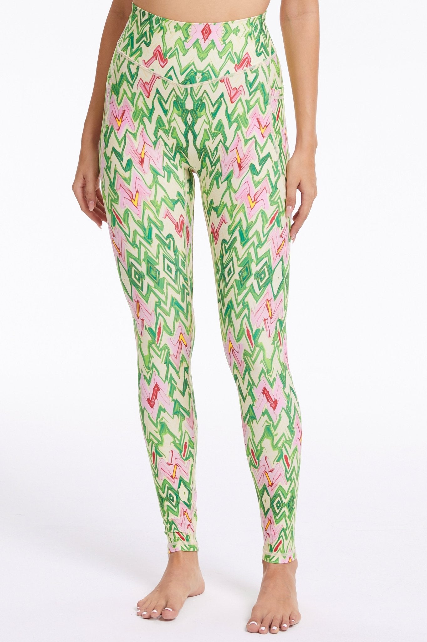 Verdant Lace High - Waisted Leggings With Pockets - MYSILVERWIND